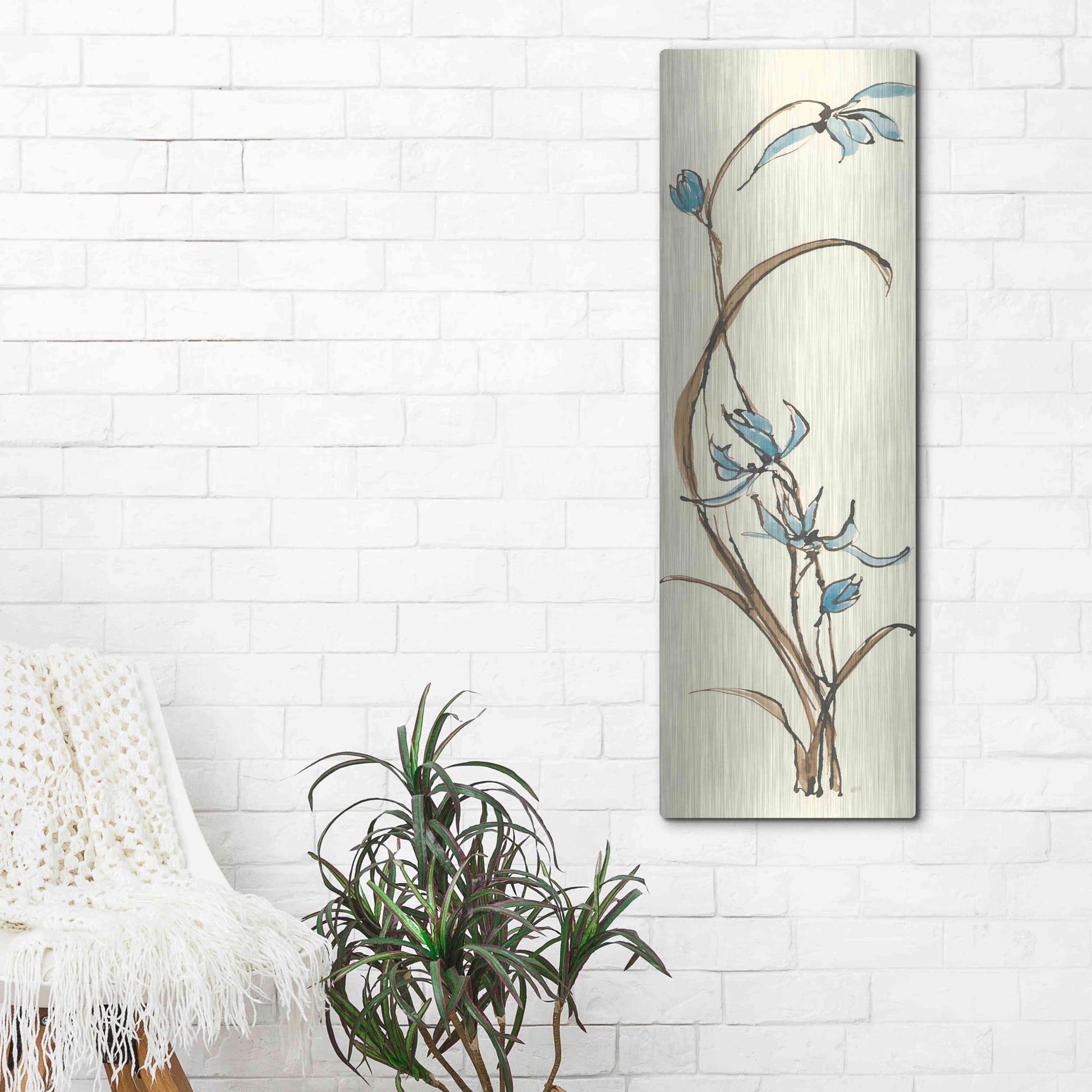 Luxe Metal Art 'Spring Orchids II' by Chris Paschke, Metal Wall Art,16x48