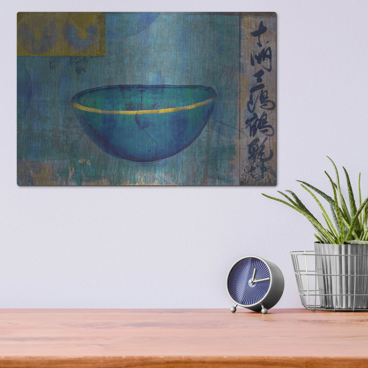 'Blue Bowl' by Elena Ray – Metal Wall Art, 16x12 room view