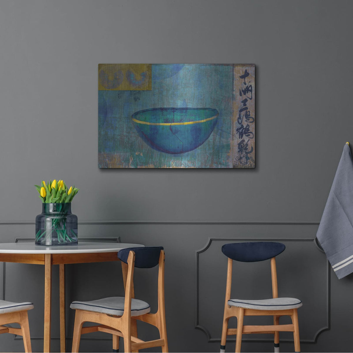 'Blue Bowl' by Elena Ray – Metal Wall Art, 36x24 room view