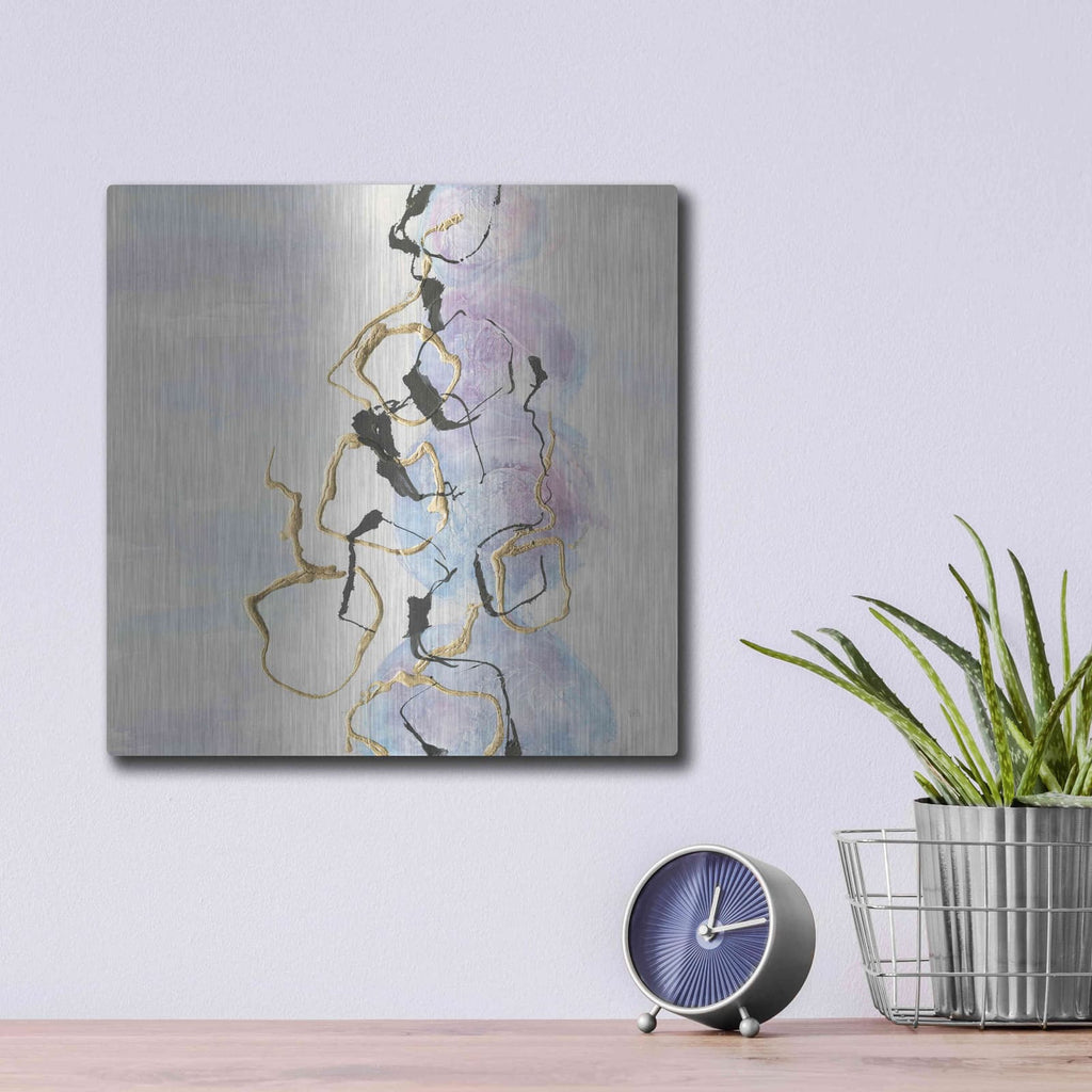 'Abstract Lines On Pastel I' by Chris Paschke – Metal Wall Art, 12x12 room view