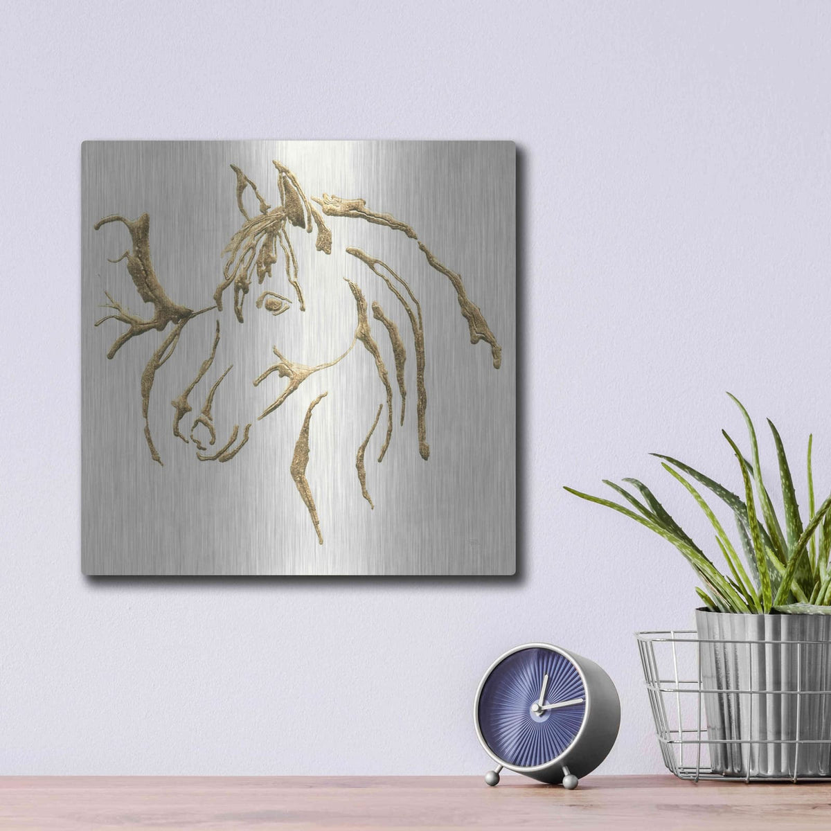 'Gilded Mare' by Chris Paschke – Metal Wall Art, 12x12 room view