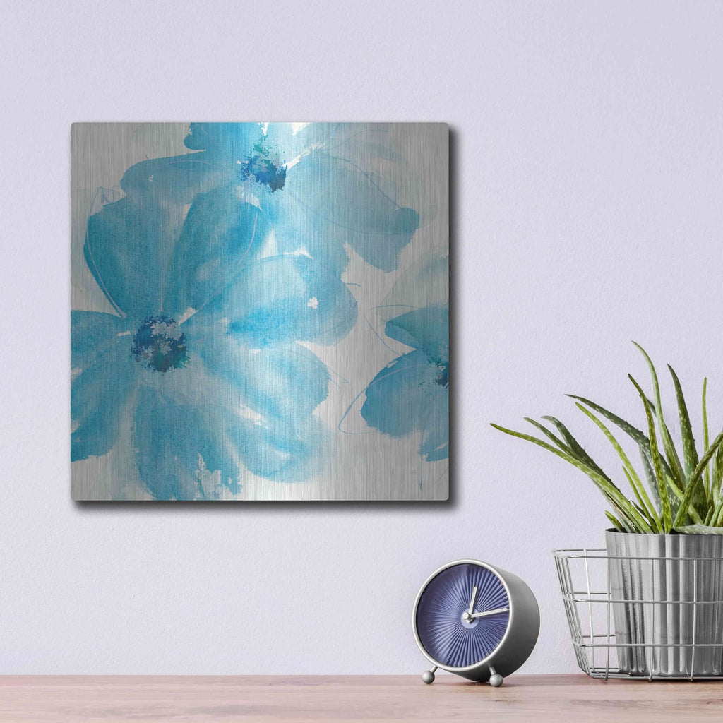 'Aqua Mint Clematis I' by Chris Paschke – Metal Wall Art, 12x12 room view