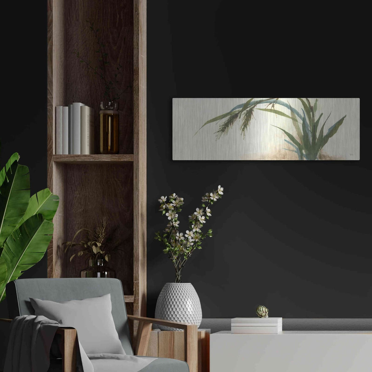 'Horizontal Grass II' by Chris Paschke – Metal Wall Art, 36x12 room view