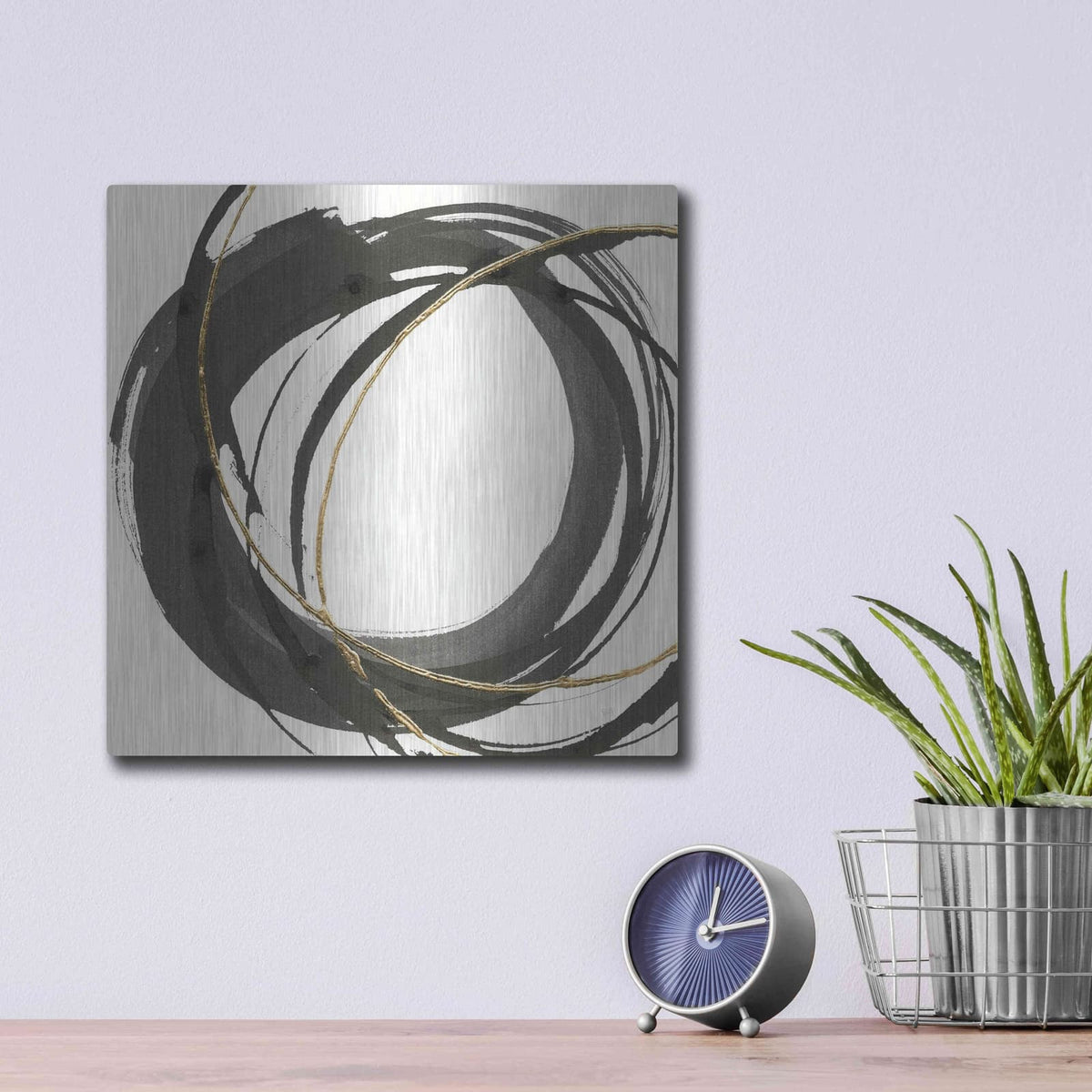 'Gilded Enso I' by Chris Paschke – Metal Wall Art, 12x12 room view