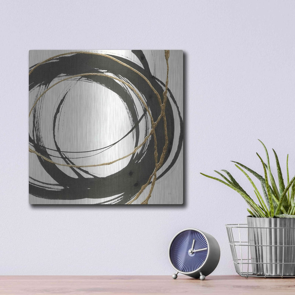 'Gilded Enso II' by Chris Paschke – Metal Wall Art, 12x12 room view