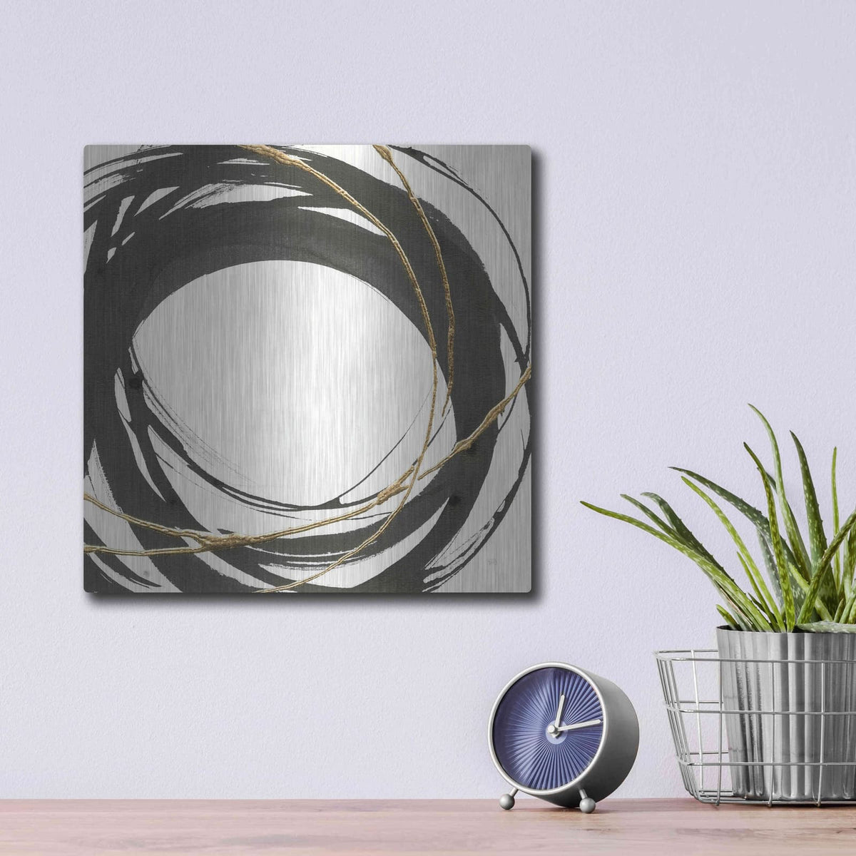 'Gilded Enso III' by Chris Paschke – Metal Wall Art, 12x12 room view