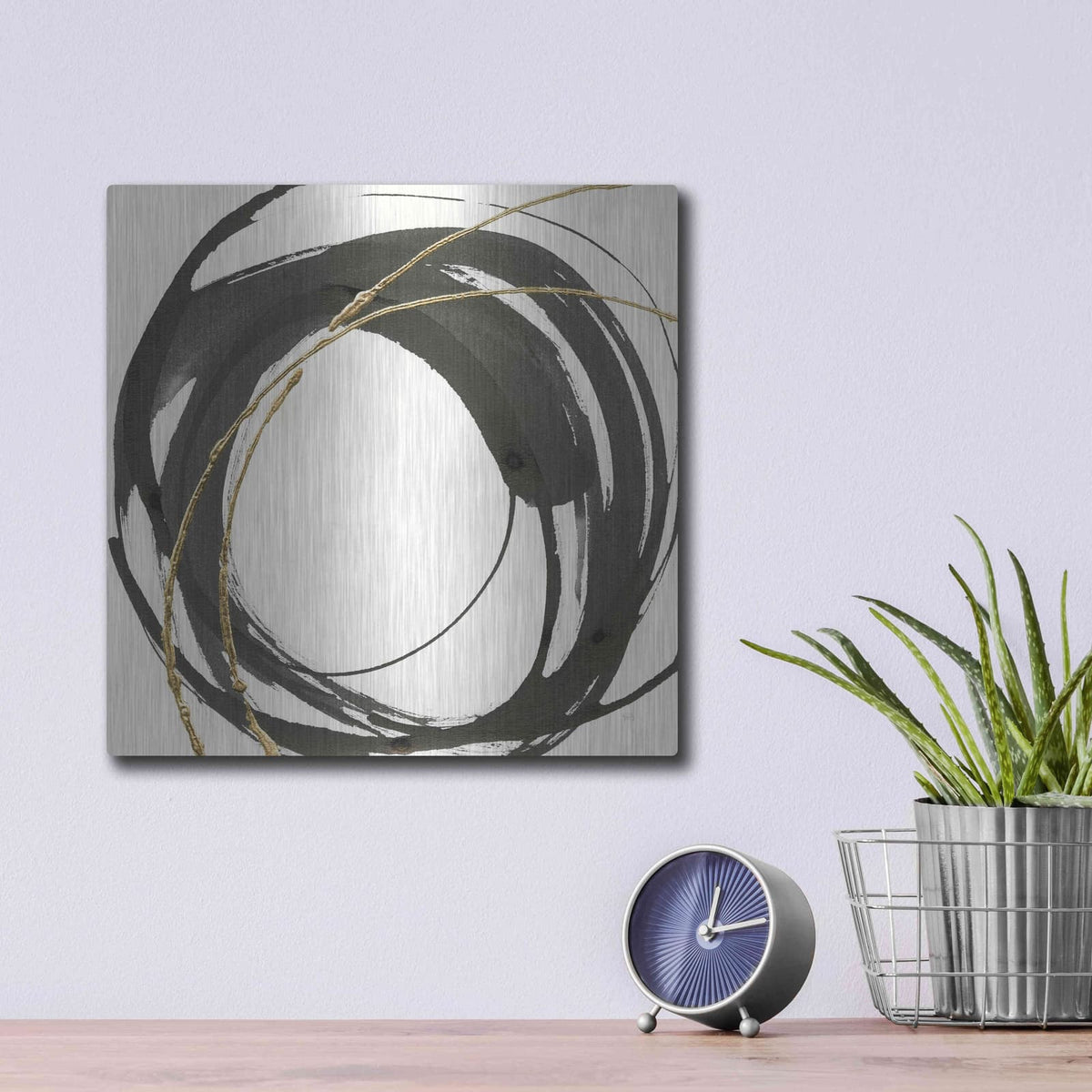 'Gilded Enso IV' by Chris Paschke – Metal Wall Art, 12x12 room view