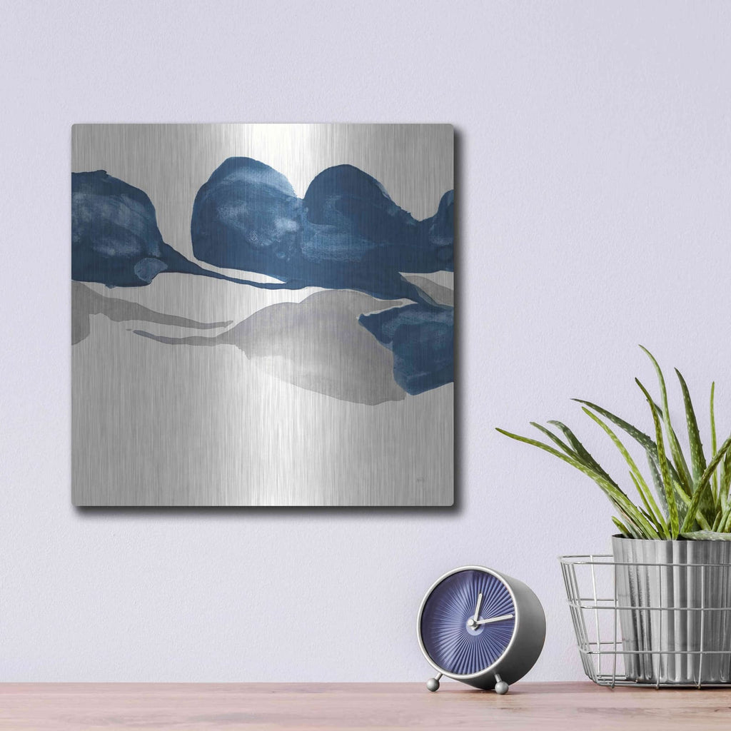 'Sapphire And Gray II' by Chris Paschke – Metal Wall Art, 12x12 room view