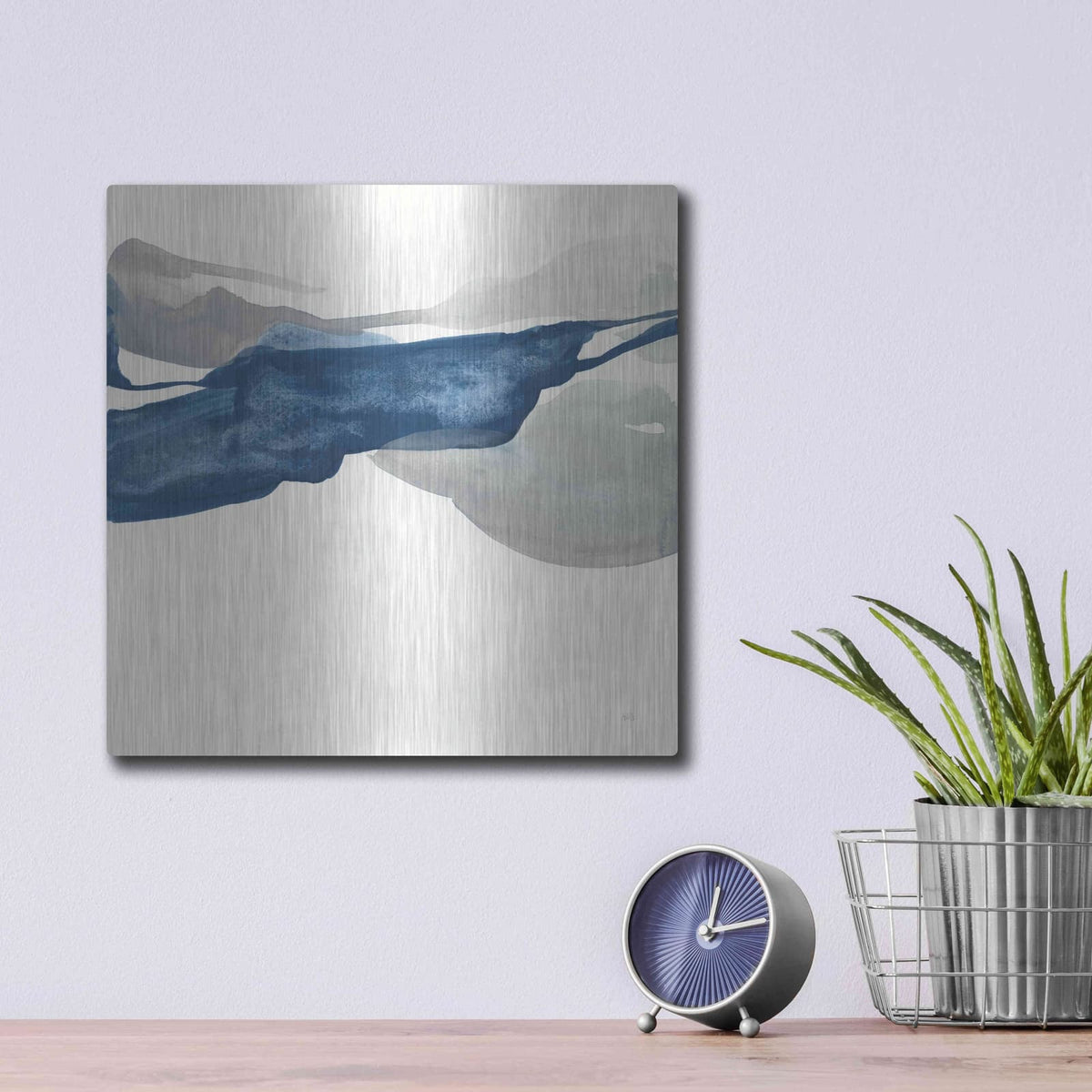 'Sapphire And Gray III' by Chris Paschke – Metal Wall Art, 12x12 room view