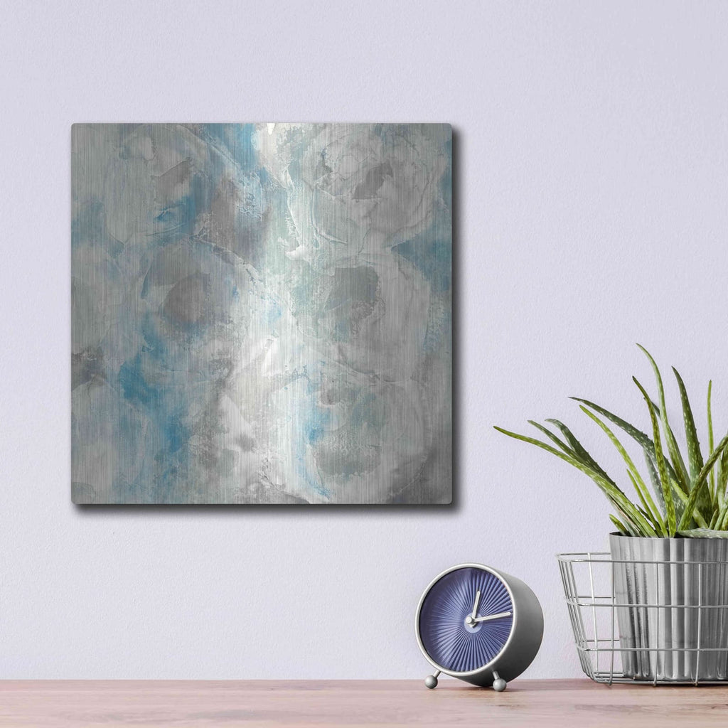 'Pale Blue Circles I' by Chris Paschke – Metal Wall Art, 12x12 room view
