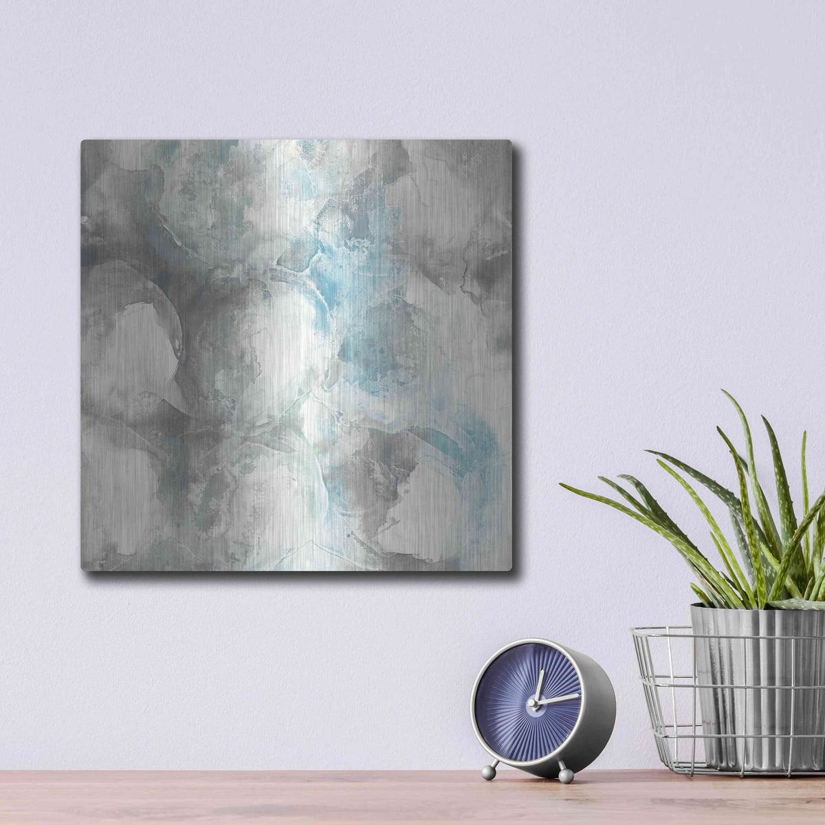 'Pale Blue Circles II' by Chris Paschke – Metal Wall Art, 12x12 room view