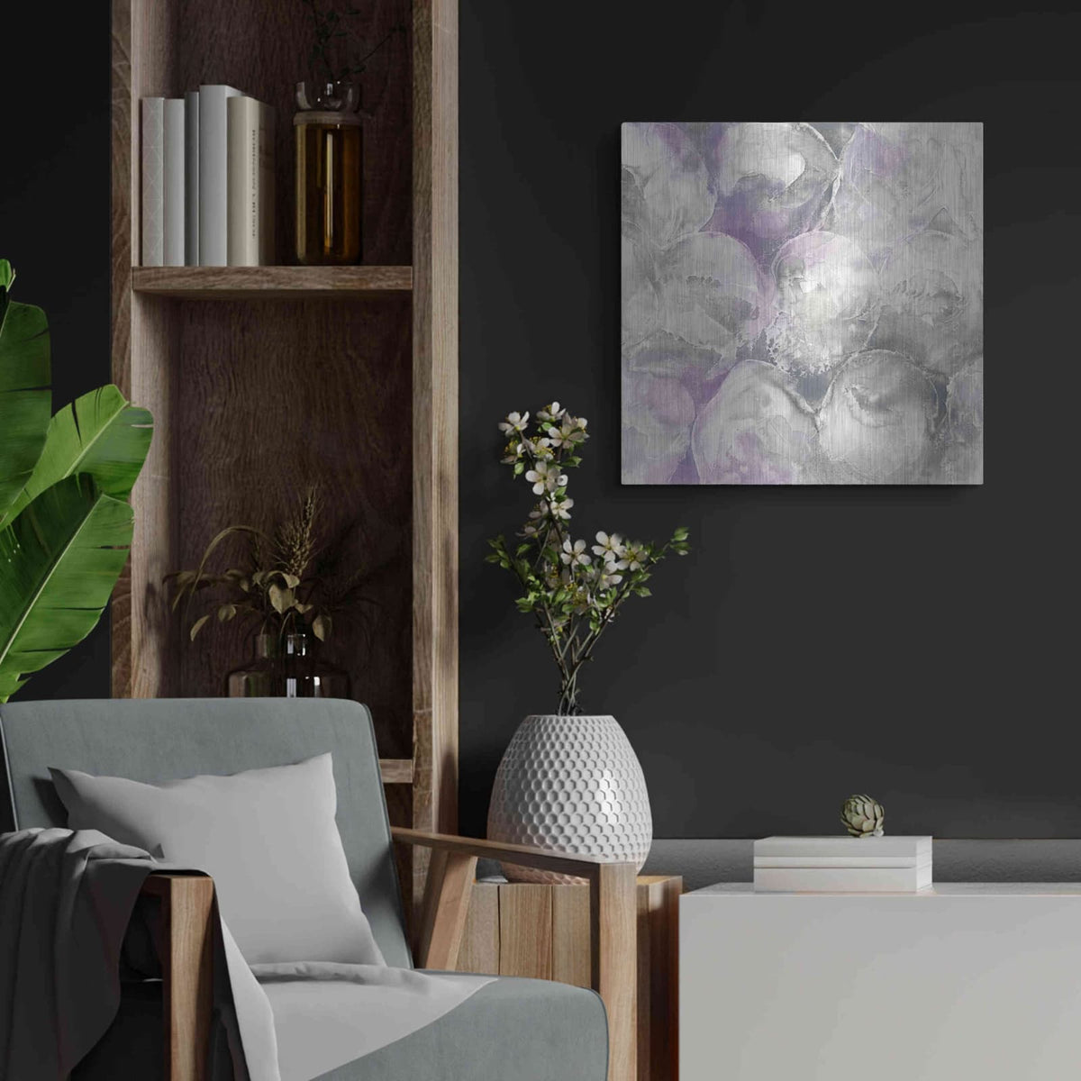 'Amethyst Circles II' by Chris Paschke – Metal Wall Art, 24x24 room view