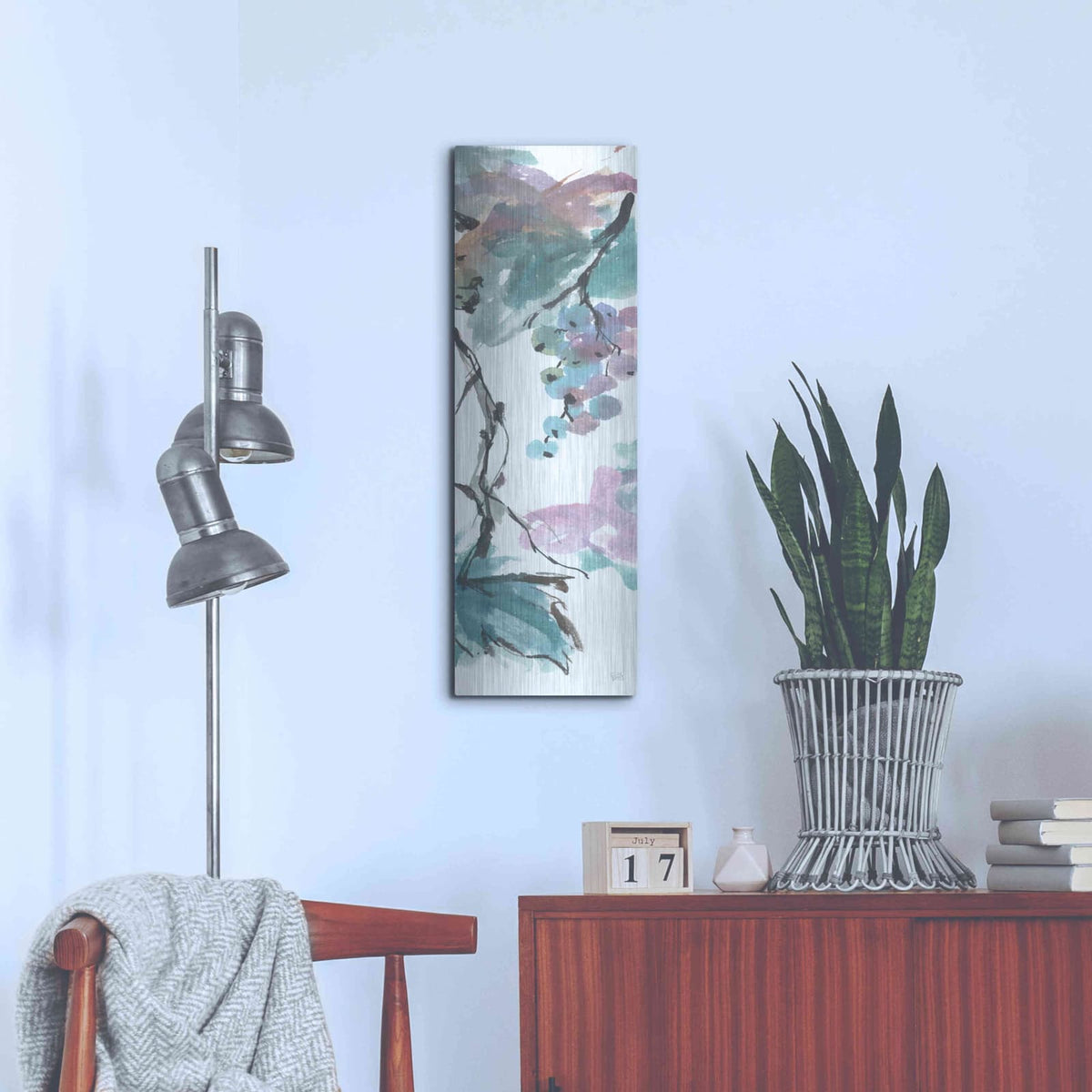 'Pastel Grape Panel II' by Chris Paschke – Metal Wall Art, 12x36 room view
