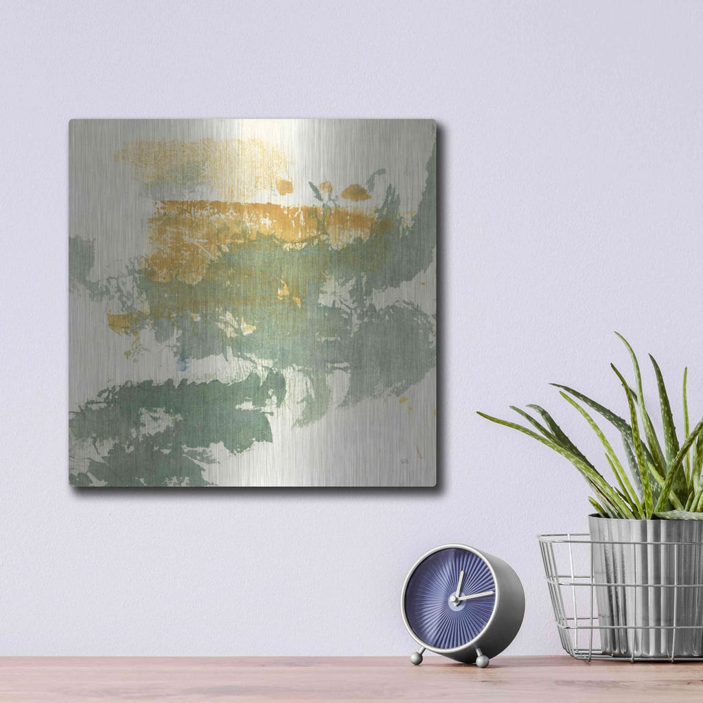 'Textured Gold II' by Chris Paschke – Metal Wall Art, 12x12 room view