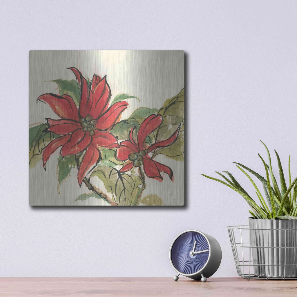 'Poinsettia II' by Chris Paschke – Metal Wall Art, 12x12 room view