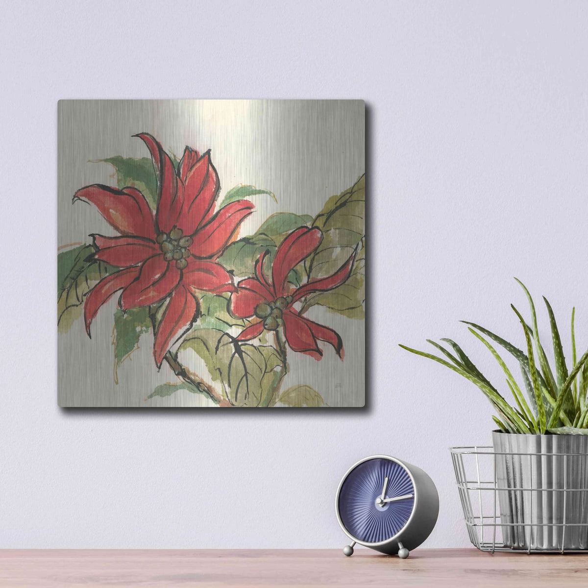 'Poinsettia II' by Chris Paschke – Metal Wall Art, 12x12 room view