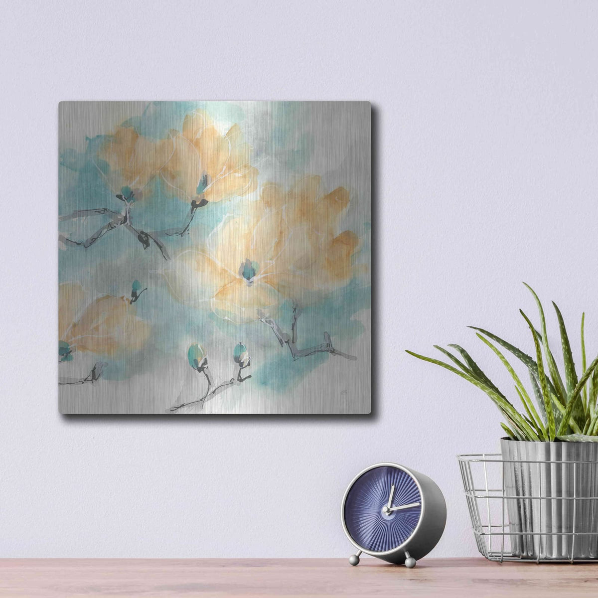 'Teal Buds I' by Chris Paschke – Metal Wall Art, 12x12 room view