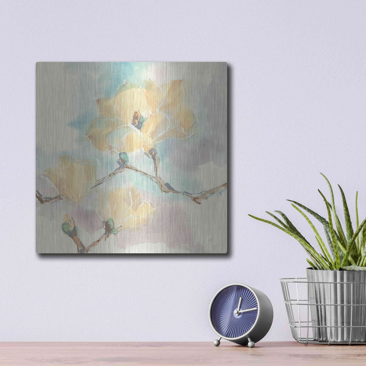 'Magnolias In White I' by Chris Paschke – Metal Wall Art, 12x12 room view