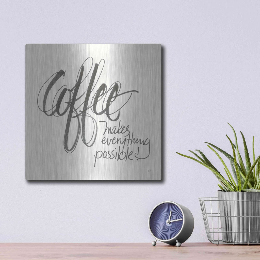 'Coffee Sayings IV' by Chris Paschke – Metal Wall Art, 12x12 room view