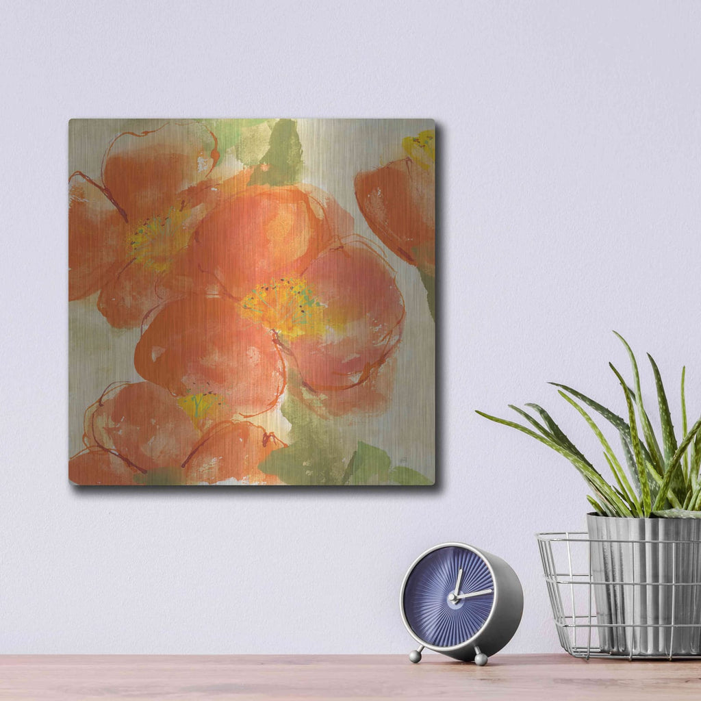 'Tangerine Poppies I' by Chris Paschke – Metal Wall Art, 12x12 room view
