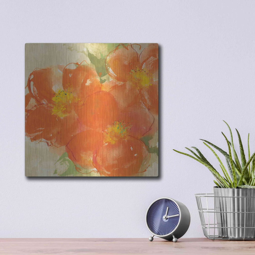 'Tangerine Poppies II' by Chris Paschke – Metal Wall Art, 12x12 room view