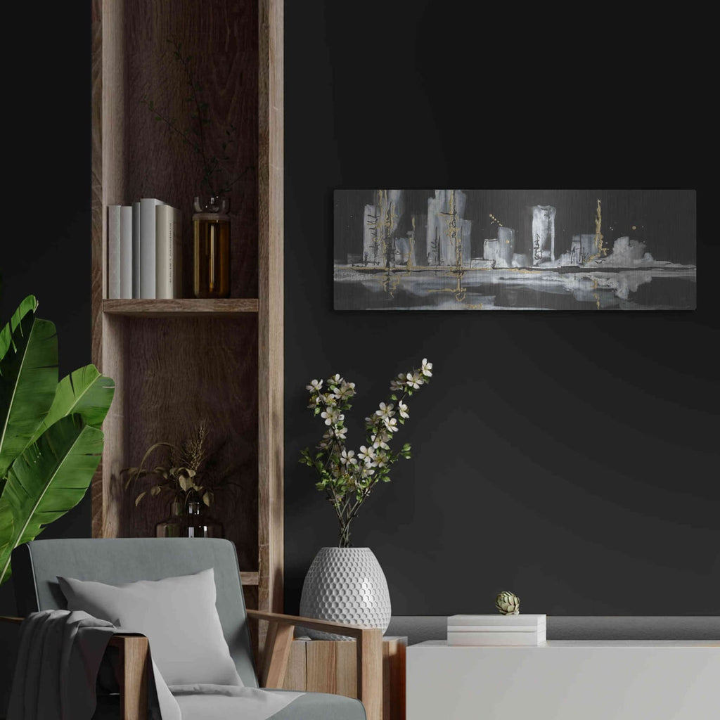 'Urban Gold V' by Chris Paschke – Metal Wall Art, 36x12 room view