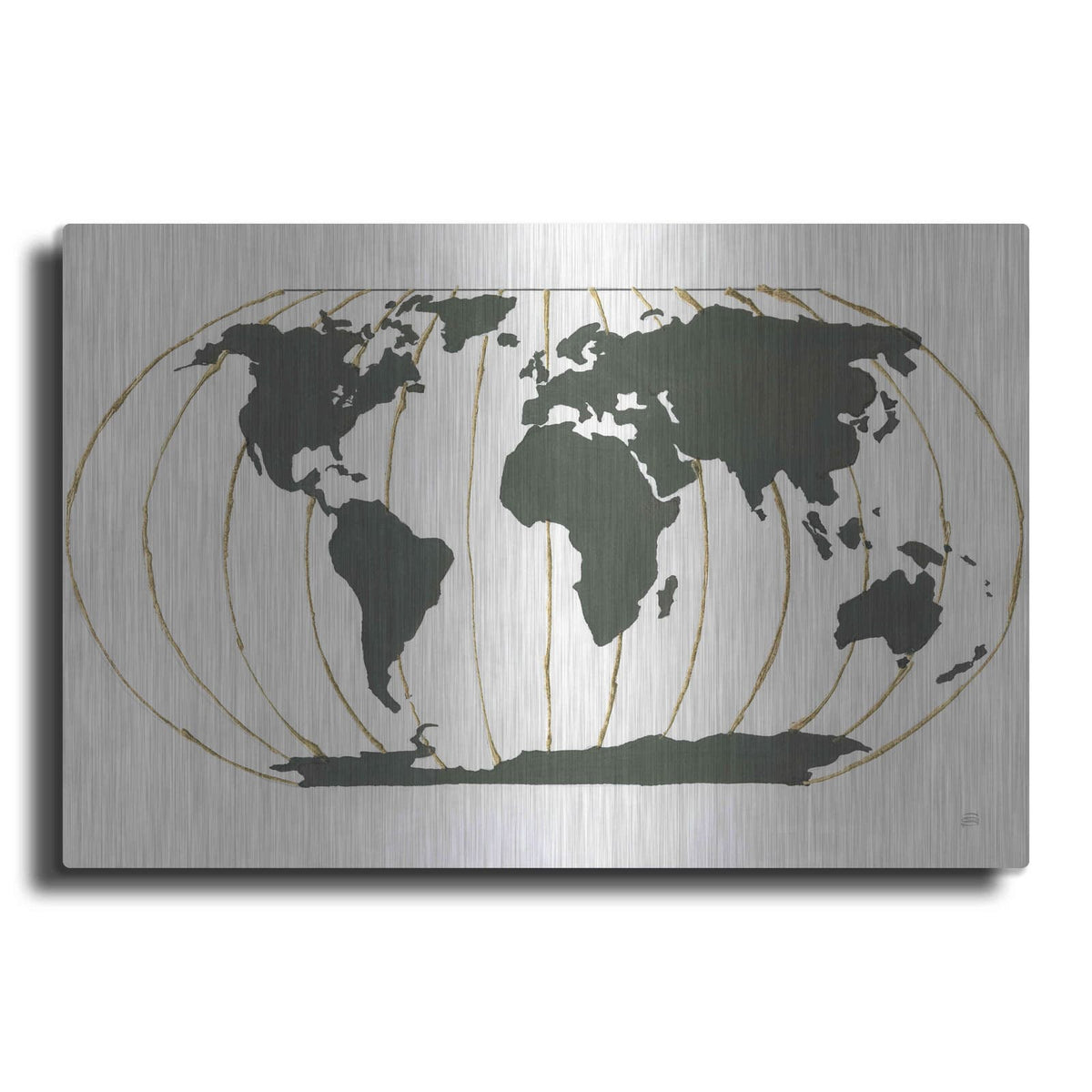 'World Map Gold Lines' by Chris Paschke – Metal Wall Art
