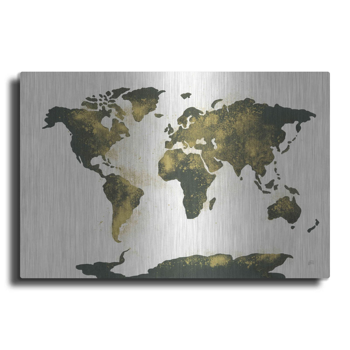 'World Map Gold Dust' by Chris Paschke – Metal Wall Art