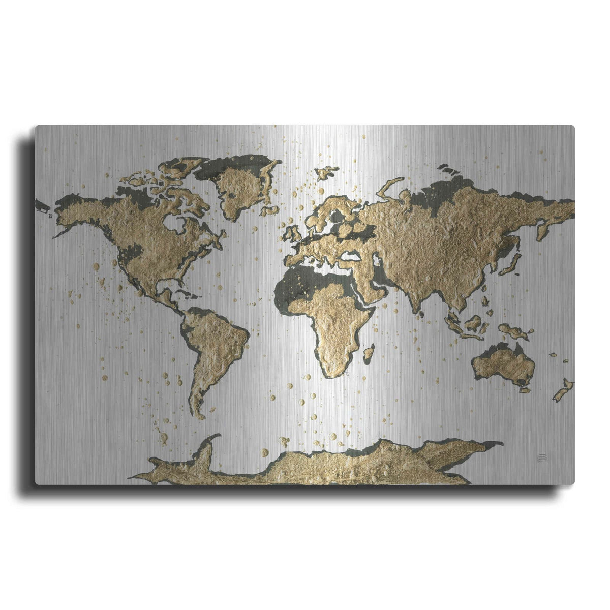'World Map Gold Leaf' by Chris Paschke – Metal Wall Art