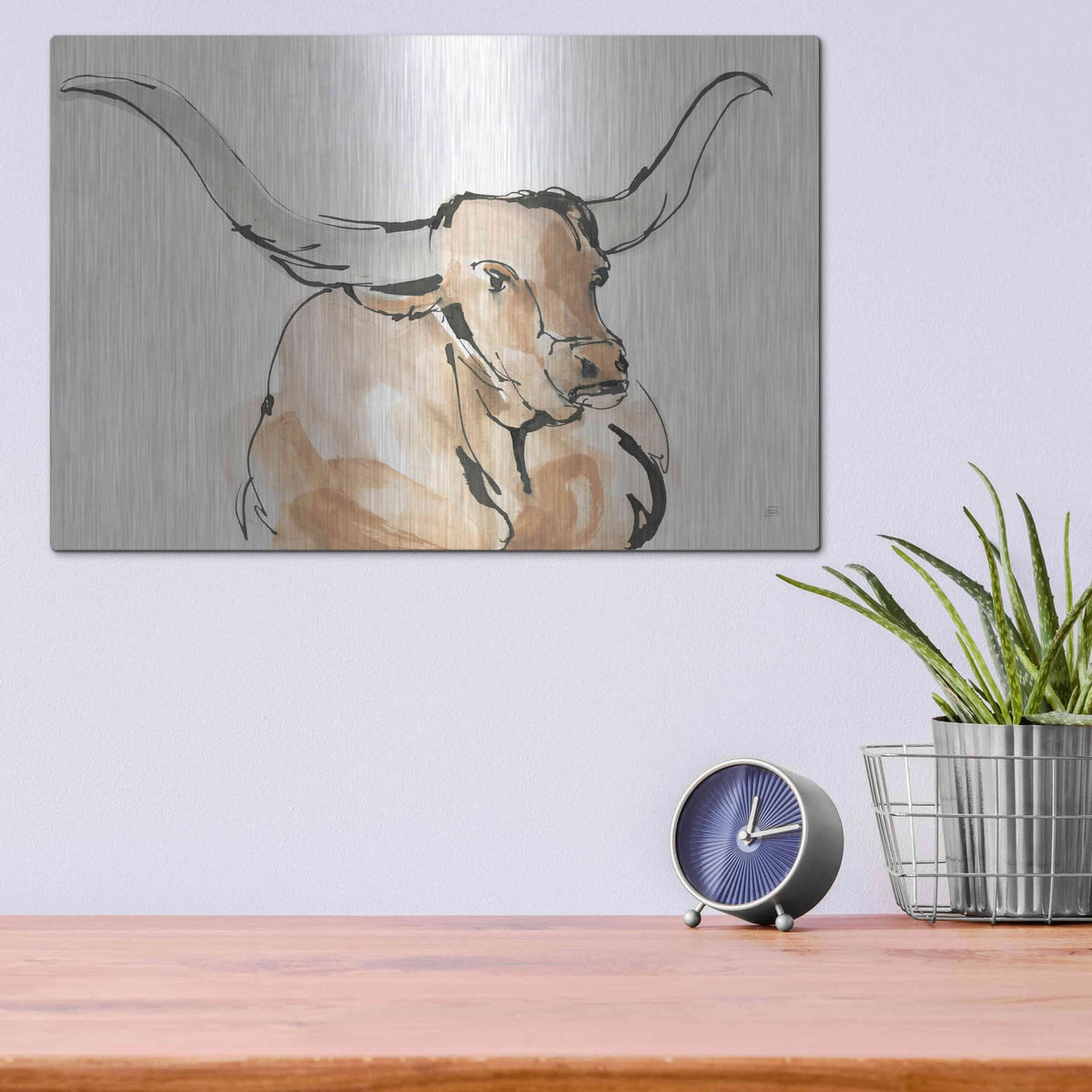 'Longhorn I' by Chris Paschke – Metal Wall Art, 16x12 room view