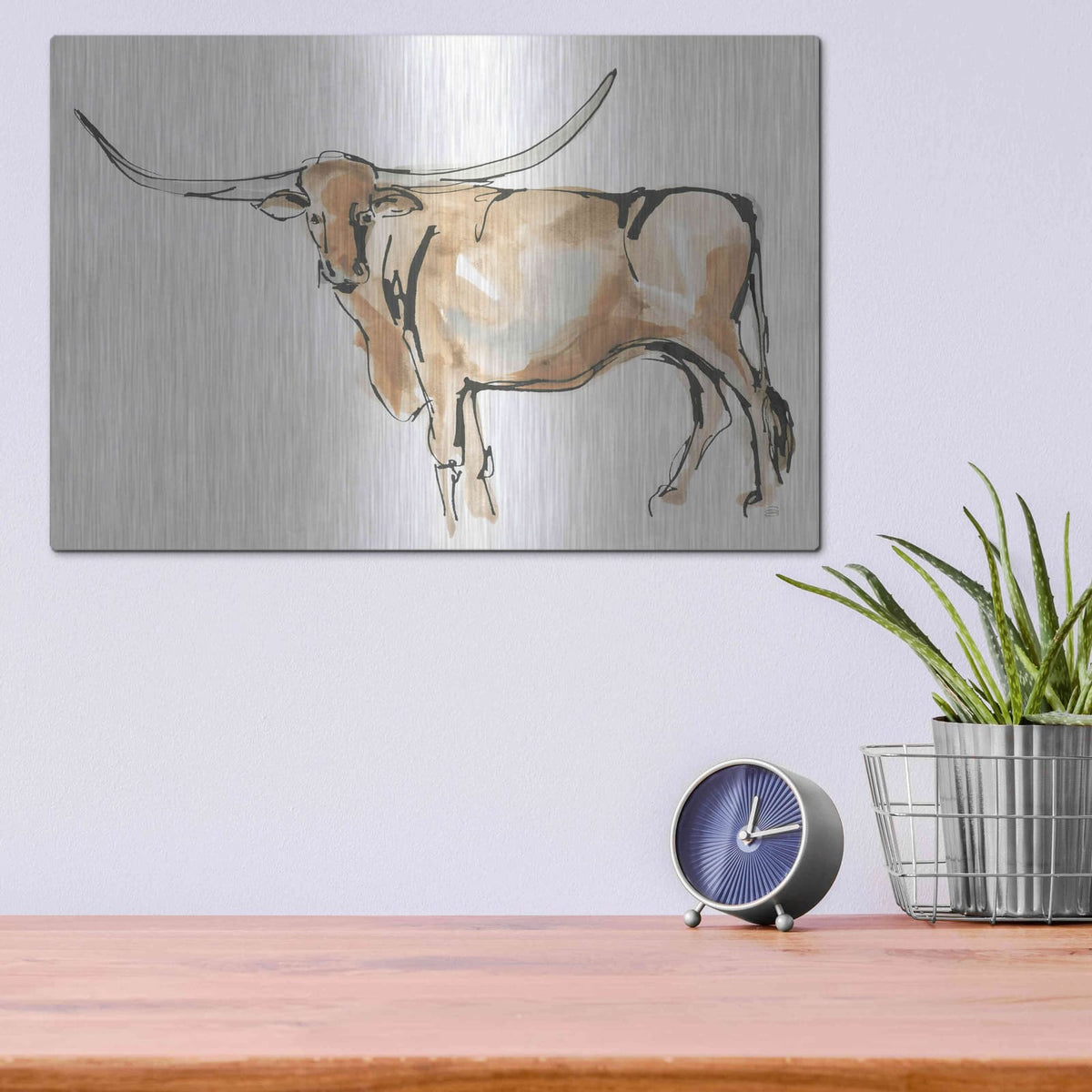 'Longhorn II' by Chris Paschke – Metal Wall Art, 16x12 room view