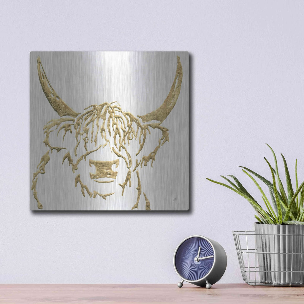 'Gilded Highlander I' by Chris Paschke – Metal Wall Art, 12x12 room view
