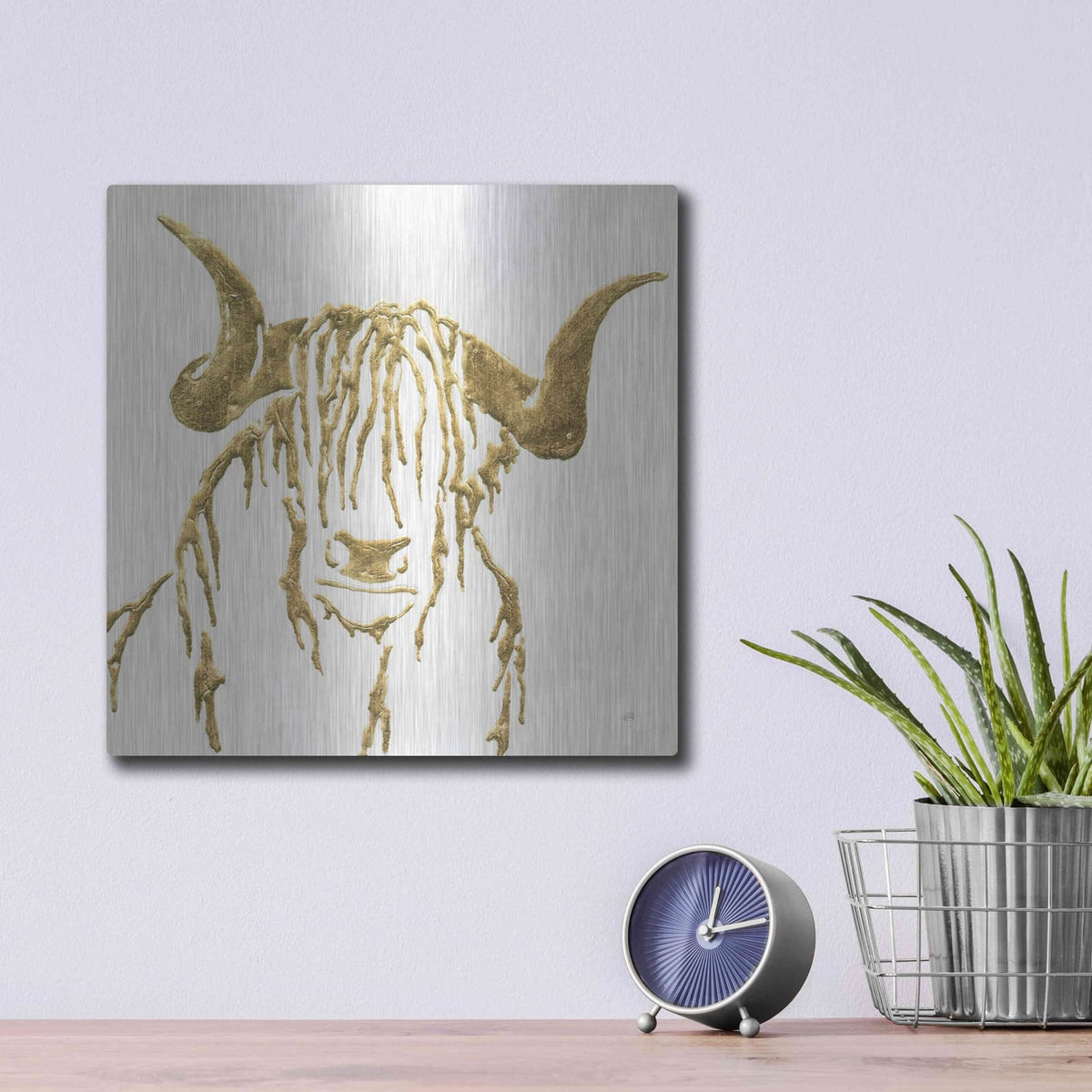 'Gilded Highlander II' by Chris Paschke – Metal Wall Art, 12x12 room view