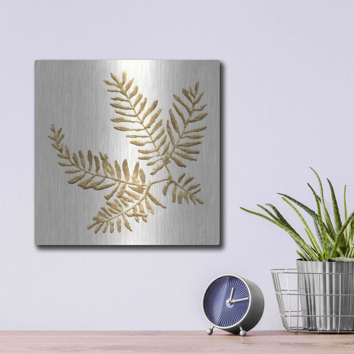 'Gilded Fern II' by Chris Paschke – Metal Wall Art, 12x12 room view