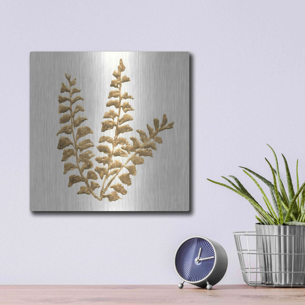 'Gilded Fern III' by Chris Paschke – Metal Wall Art, 12x12 room view