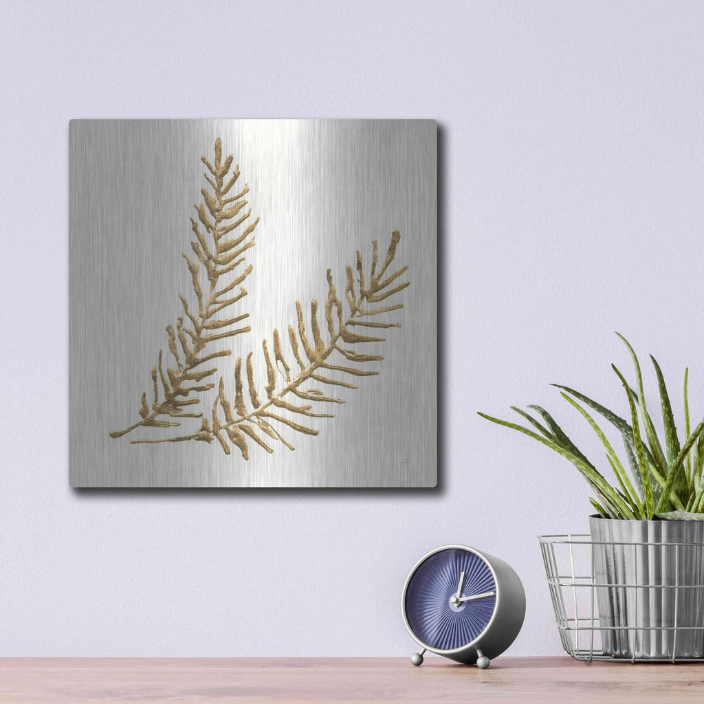 'Gilded Fern IV' by Chris Paschke – Metal Wall Art, 12x12 room view