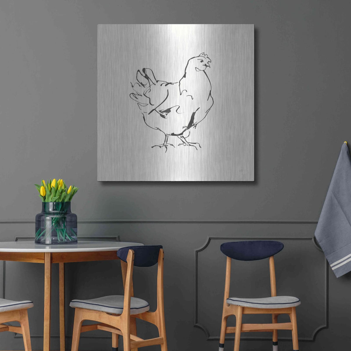 'Line Chicken I' by Chris Paschke – Metal Wall Art, 36x36 room view