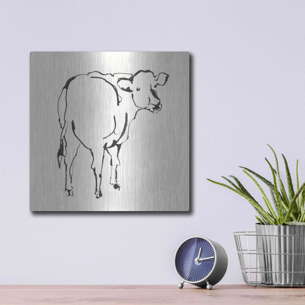 'Line Cow' by Chris Paschke – Metal Wall Art, 12x12 room view