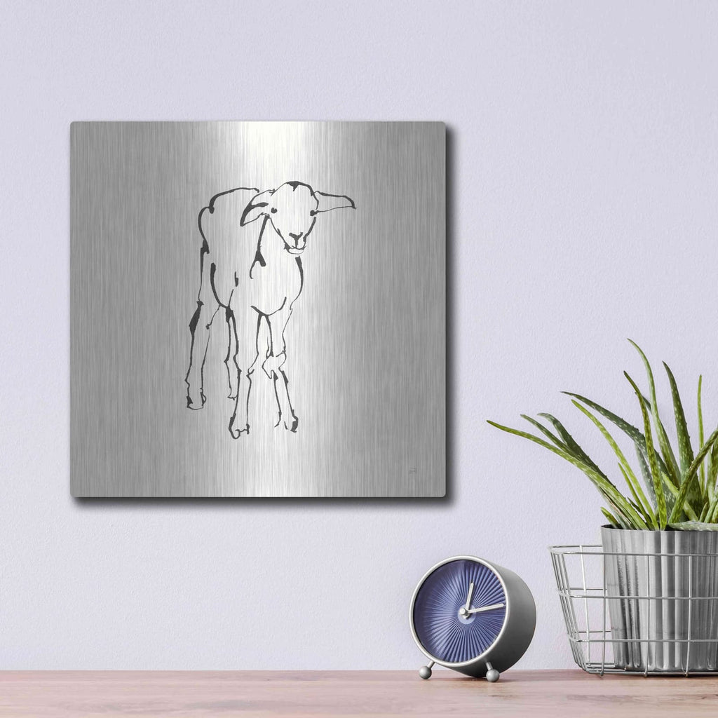 'Line Lamb' by Chris Paschke – Metal Wall Art, 12x12 room view