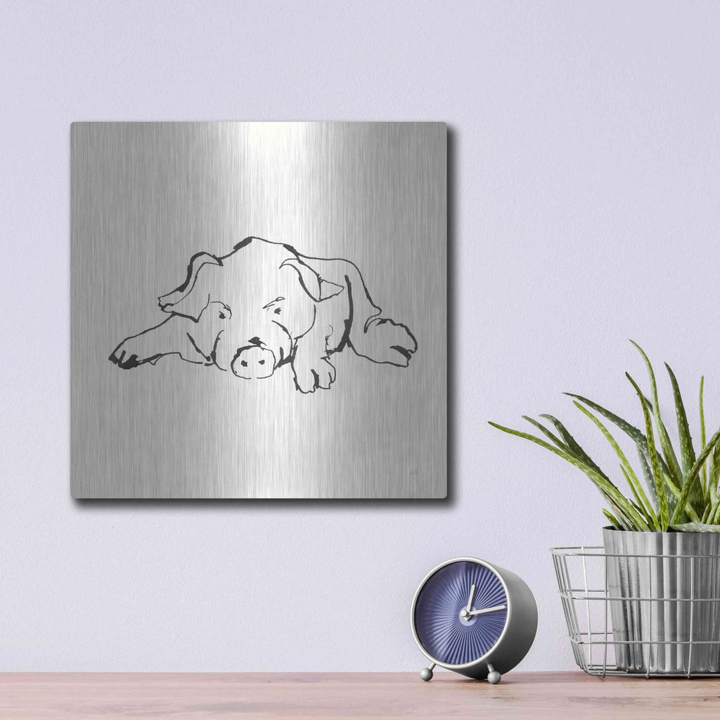 'Line Pig I' by Chris Paschke – Metal Wall Art, 12x12 room view