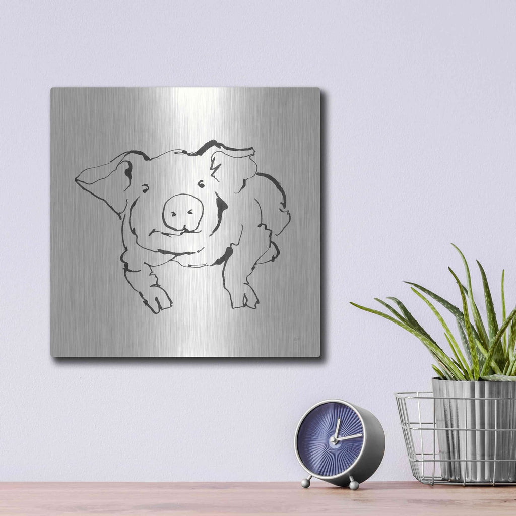 'Line Pig II' by Chris Paschke – Metal Wall Art, 12x12 room view