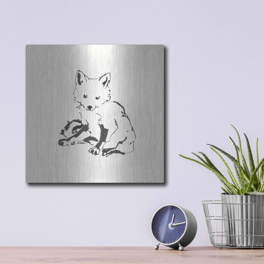 'Line Fox' by Chris Paschke – Metal Wall Art, 12x12 room view