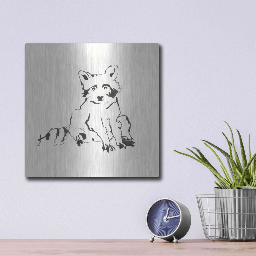 'Line Raccoon' by Chris Paschke – Metal Wall Art, 12x12 room view