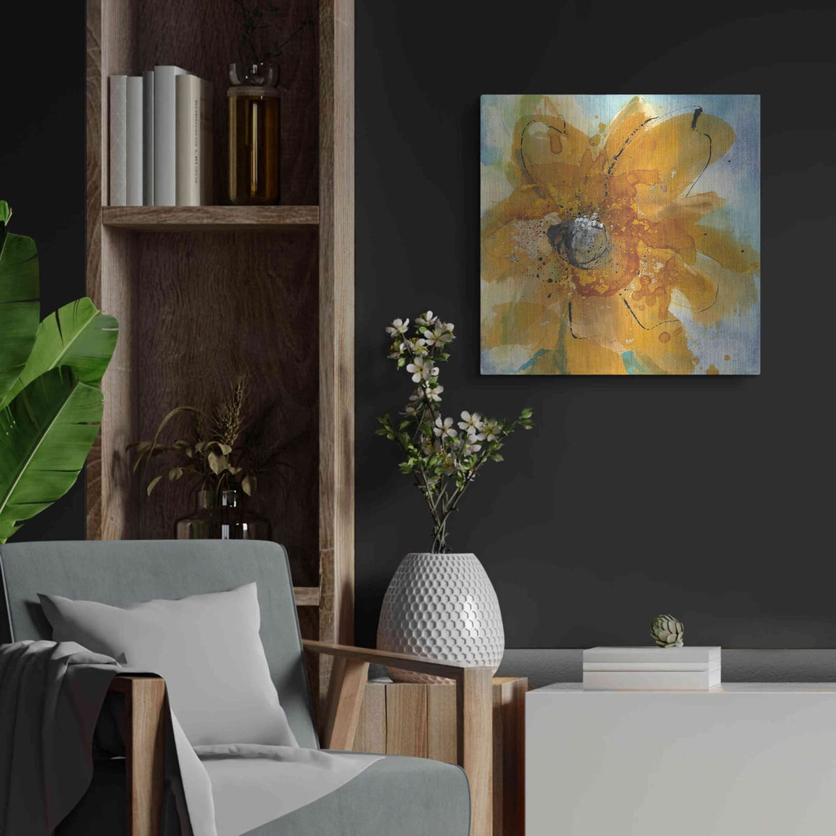 'Amber Gold II' by Chris Paschke – Metal Wall Art, 24x24 room view