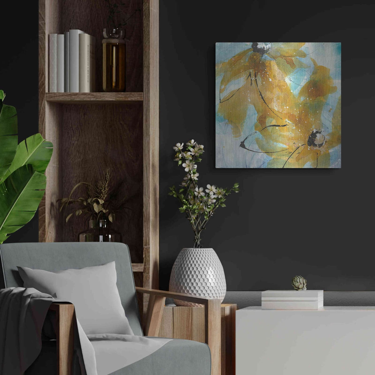 'Amber Blue I' by Chris Paschke – Metal Wall Art, 24x24 room view