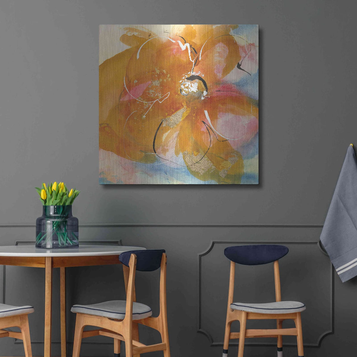 'Amber Wash Flower I' by Chris Paschke – Metal Wall Art, 36x36 room view