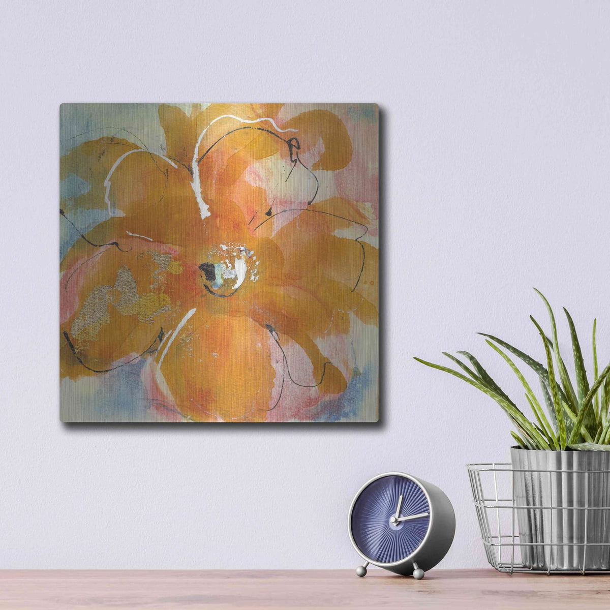 'Amber Wash Flower II' by Chris Paschke – Metal Wall Art, 12x12 room view