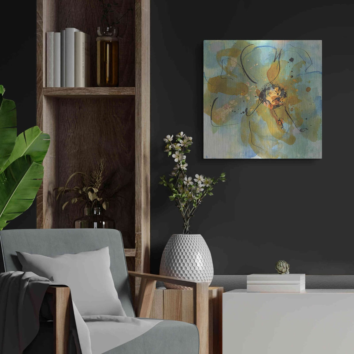 'Amber and Leaf I' by Chris Paschke – Metal Wall Art, 24x24 room view