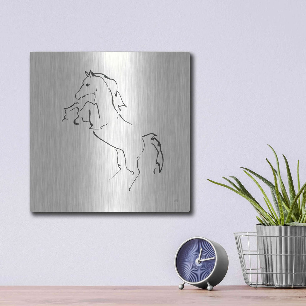 'Line Horse IX' by Chris Paschke – Metal Wall Art, 12x12 room view