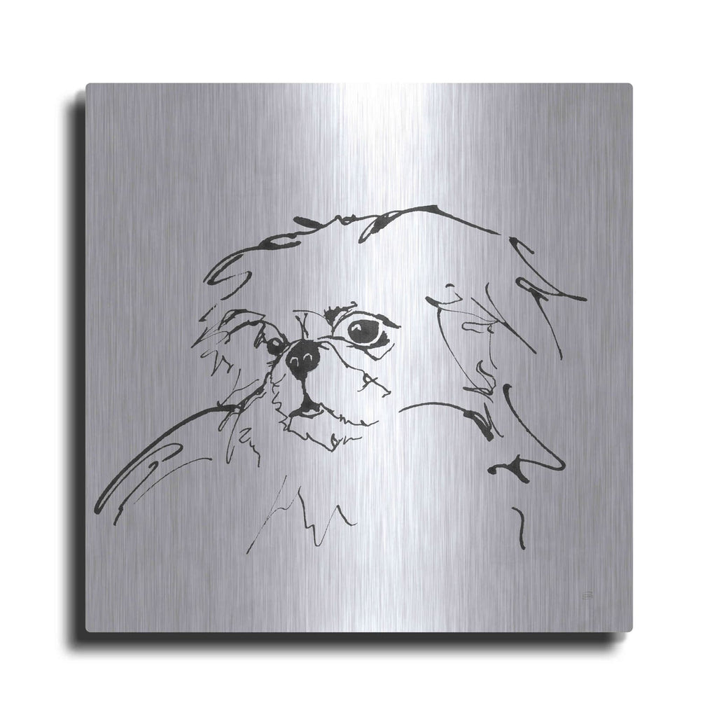 'Line Dog Pekingese' by Chris Paschke – Metal Wall Art